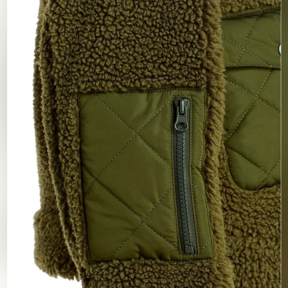 Rails Peyton Quilted Fleece Jacket Olive Green Sherpa Jacket Sz Small - Picture 6 of 16